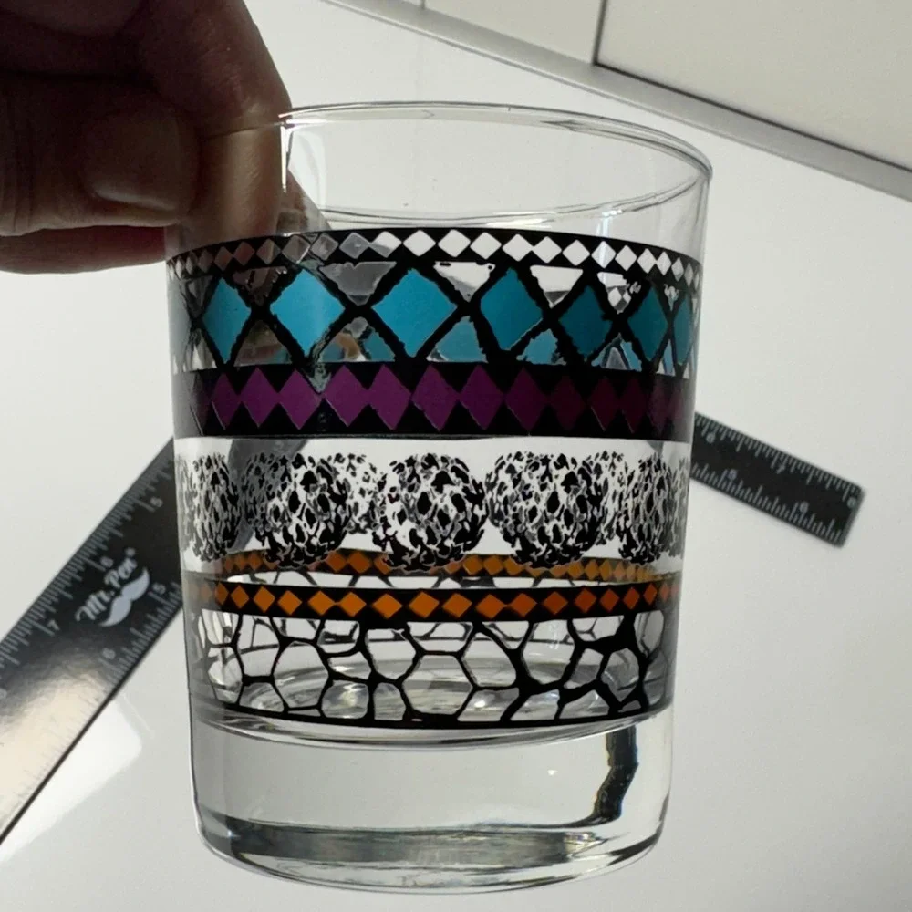Vibrant‎ Geometric Pattern Glass Tumbler Drinkware Home Barware Ikea Lowball